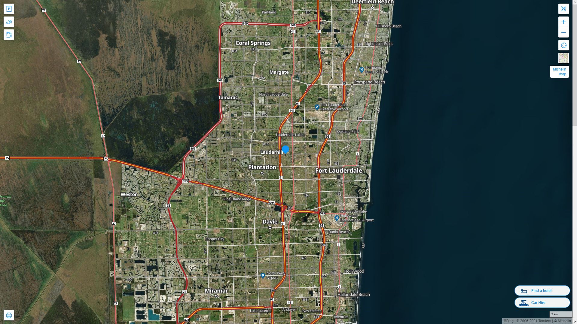 Lauderhill Florida Highway and Road Map with Satellite View